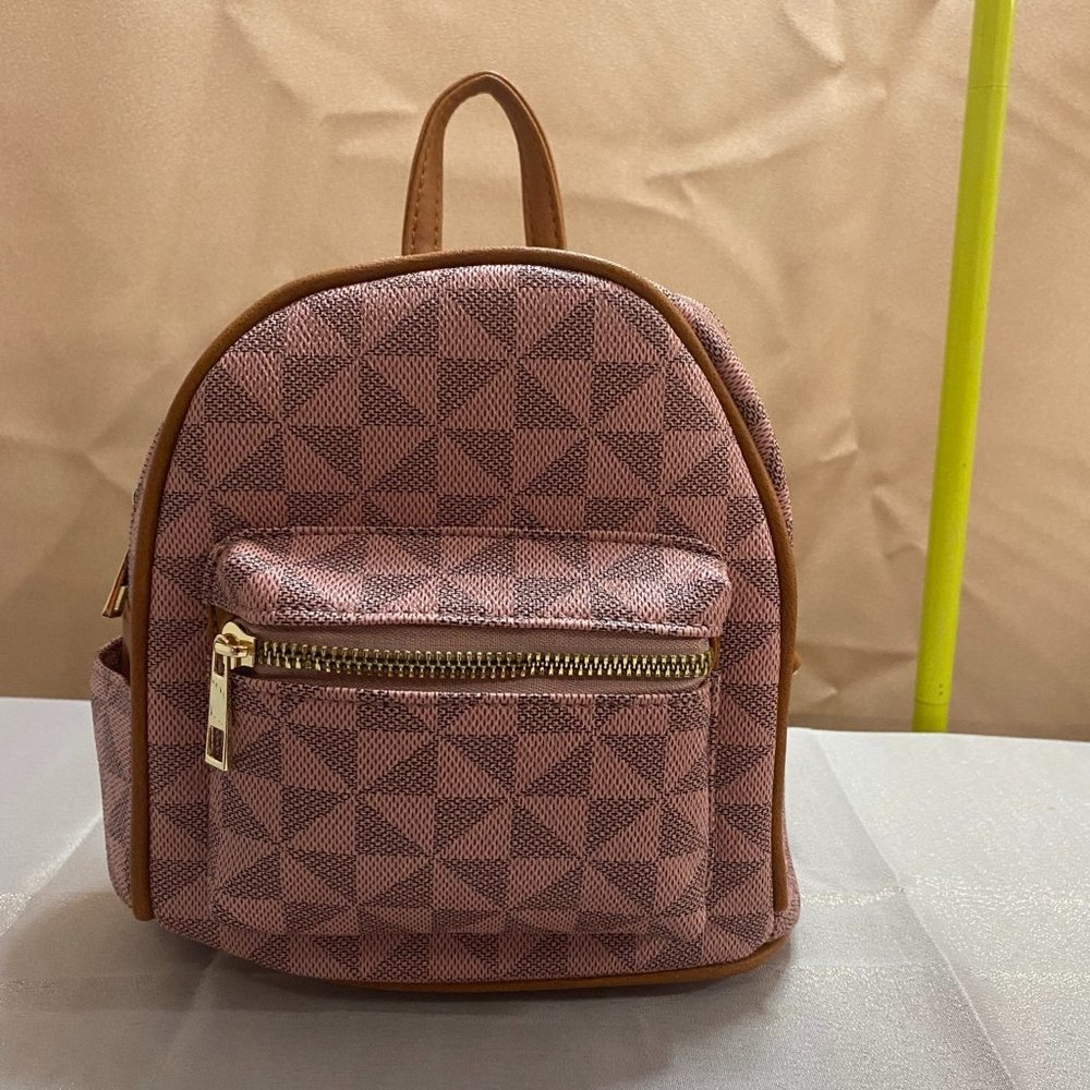 NEW!!! Monogram Cute Classic Backpack Purse- Pink/Brown